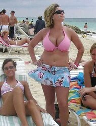Bikini swimsuit hooter-sling plumper mature clad teenager ample orbs