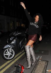 RIHANNA leather micro-skirt in London GAMS
