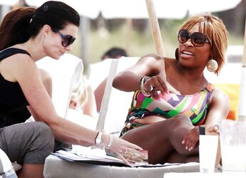 Serena Williams bathing suit candids with mates in Miami
