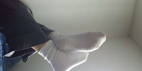 Handsome trampy white socks