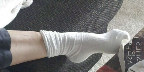 Handsome trampy white socks