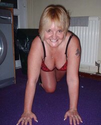 Sue getting bare in the kitchen