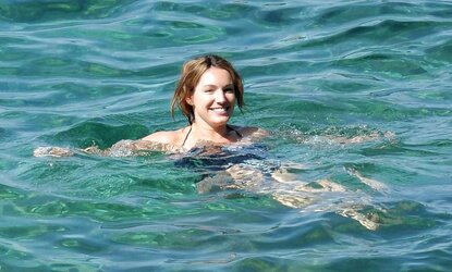Kelly Brook in bikini on the Italian island of Ischia