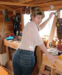 Sara in shed