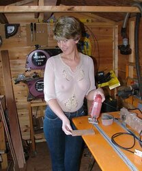 Sara in shed