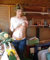 Sara in shed