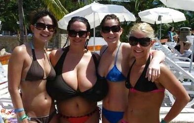 Bikini swimsuit brassiere plumper mature clothed teenager gigantic bra-stuffers
