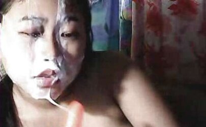 Bangkok teenager sloppy face faux-cock display on webcam