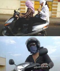 Motorcycles hijab niqab jilba arab turbanli tudung paki