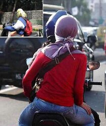 Motorcycles hijab niqab jilba arab turbanli tudung paki