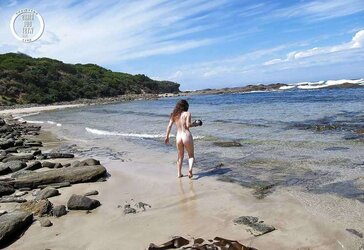 Furry inexperienced hotty stretching her gams at the beach