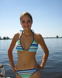 Bi-Otches wearing blue bathing suit