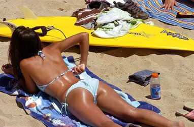 Bi-Otches wearing blue bathing suit