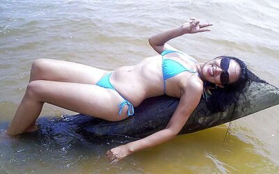 Bi-Otches wearing blue bathing suit