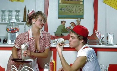 Fortunate Man With Diner Waitress In FF Pantyhose