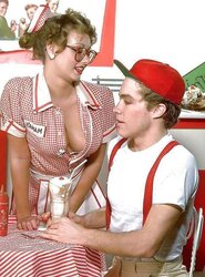 Fortunate Man With Diner Waitress In FF Pantyhose