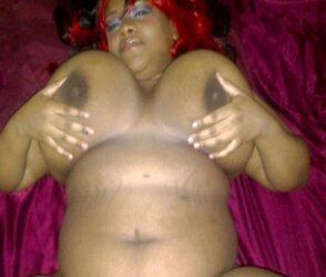 Ample dark-hued areolas ----yam-sized bevy---- part