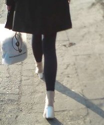 Uber-Cute platinum-blonde gorgeous high-heeled shoes hidden cam