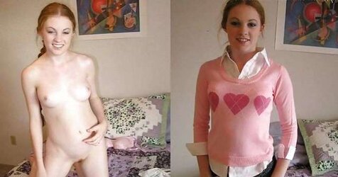 Teenagers clad stripped Before and after