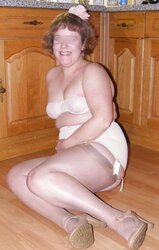 Retro girdle, pantyhose, and high-heeled slippers