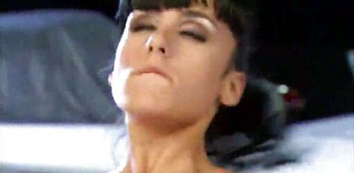 Jade Laroche in dark-hued pantyhose banged in a hanger