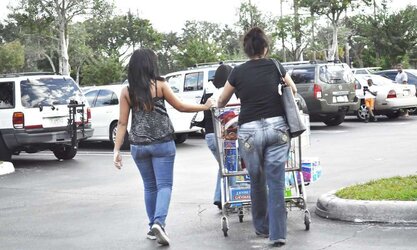 Chubby mom not her Chubby daughter Loading Groceries