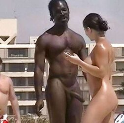 Caught erecting at bare beach