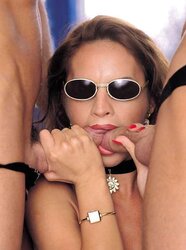 Wanda Curtis in vintage scissors DOUBLE PENETRATION near pool