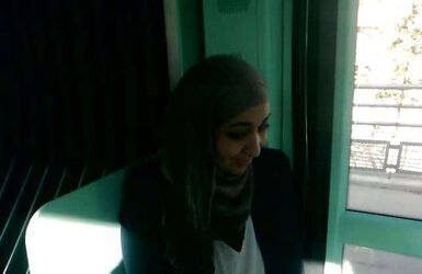 Demonstrating hijab muslim arab