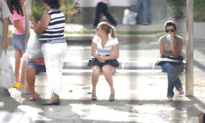 Voyeur at bus stop
