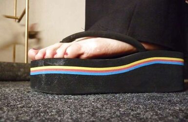 Krystal models my platform g-string roll flops