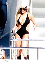 Lindsay Lohan ... In Taut Ebony Bathing Suit