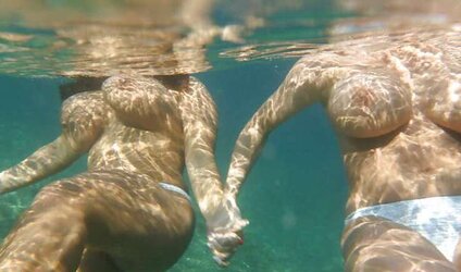 Aneta Buena and Kora Kryk in river