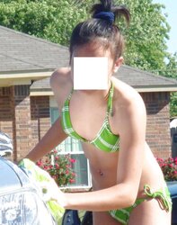 Pinay teenager washing car