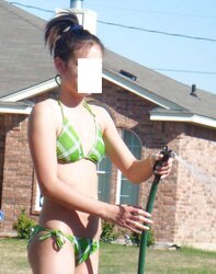 Pinay teenager washing car