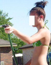 Pinay teenager washing car