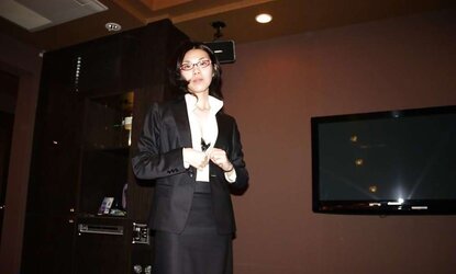 Japanese office dame showing