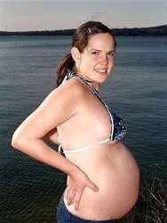 Fur Covered pregnant wifey at the beach - wank off to her