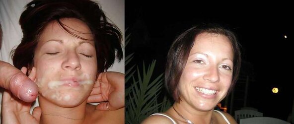 Before and after facial cumshot and jizz shot. A selection.