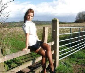 Fledgling stocking model posing in the nature