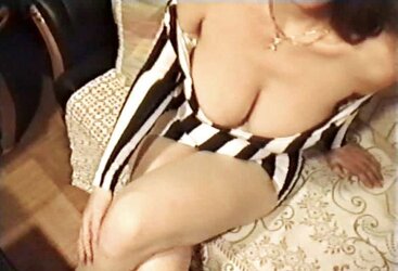 SAG - Huge-Titted Mega-Slut In A Taut Striped Stunning Minidress