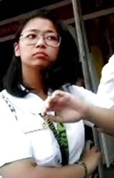 BOSO pretty student liberate g-string decorating her snatch