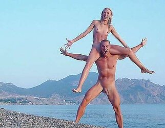 En la playa.