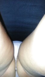 US Dark Haired ebony micro-skirt white g-string unshaved butt