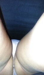 US Dark Haired ebony micro-skirt white g-string unshaved butt