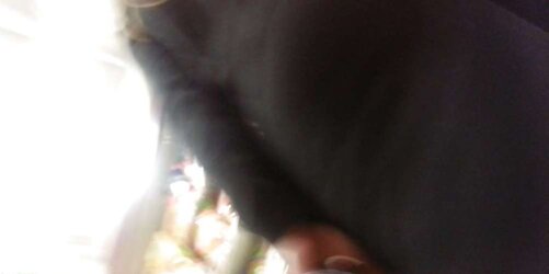 US Dark Haired ebony micro-skirt white g-string unshaved butt