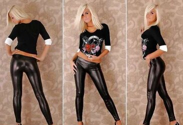 Glistening ebony leggings make me Super-Naughty