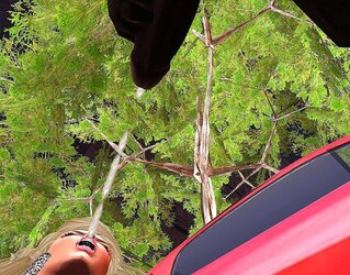 Ash-Blonde German Barbie Pummels Massive Dark-Hued Man Rod On Car In Public