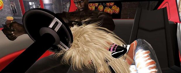 Ash-Blonde German Barbie Pummels Massive Dark-Hued Man Rod On Car In Public