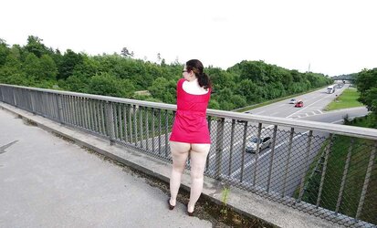 Zeigegeil auf der Autobahnbruecke